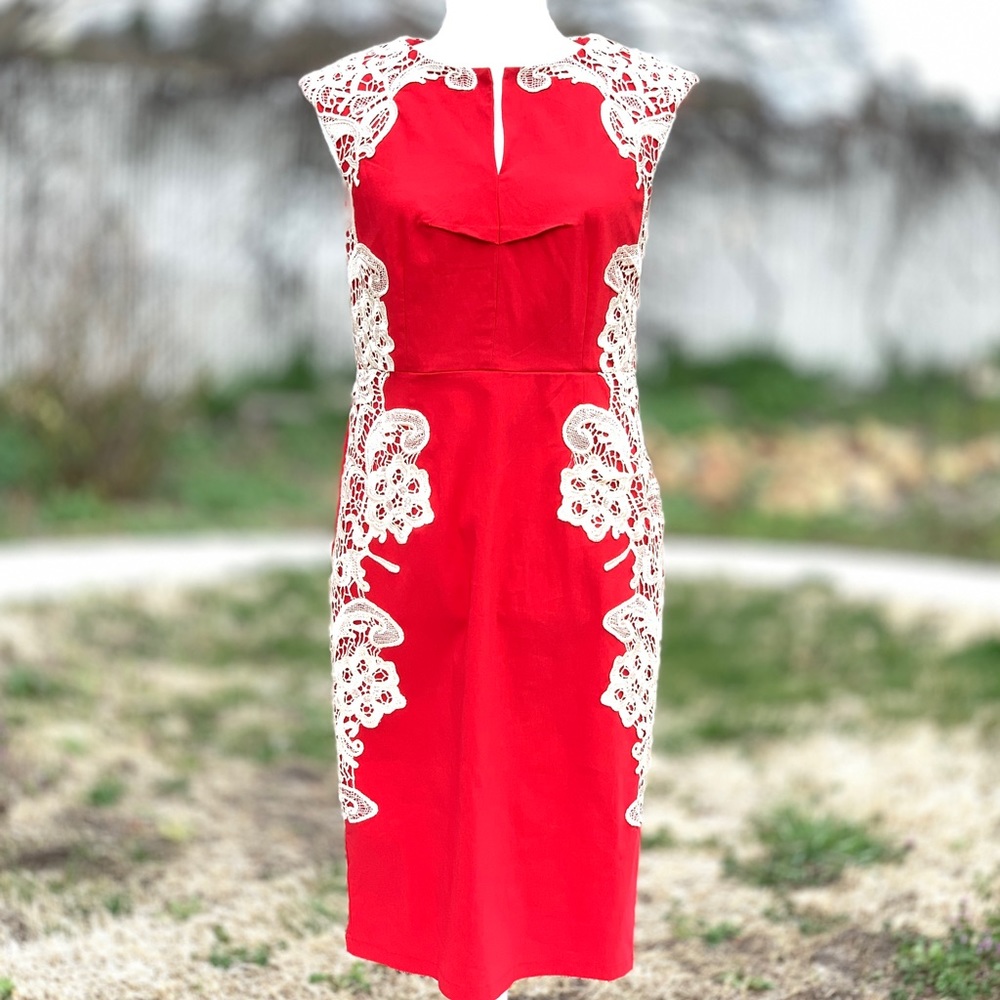 Paper Dolls Red Sleeveless Cocktail Sheath Dress ~ Women’s Size 10